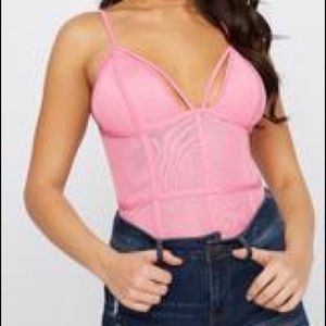 Mesh V neck body suit